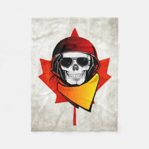 Rebel Skull Distress Canadian Flag Fleece Deken