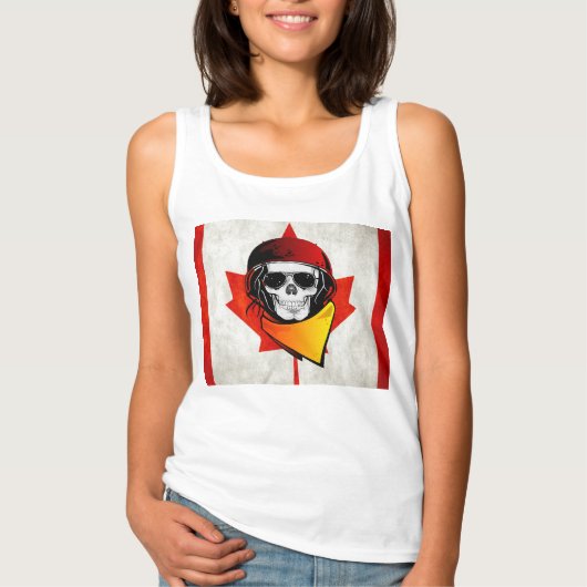 Rebel Skull Distress Canadian Flag T-shirt (Voorkant)