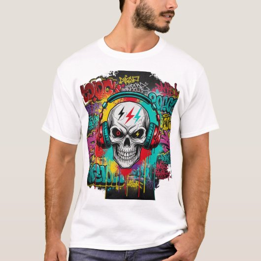 Rebel Skull Graffiti Explosion | Urban Streetwear T-shirt (Voorkant)