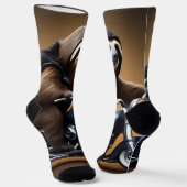 Rebel Sloth: Een met leer beklede luiaard die op e Sokken (Gebogen)