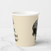 Rebel Soul - Gotische schedel met roze roos Papieren Bekers (Links)