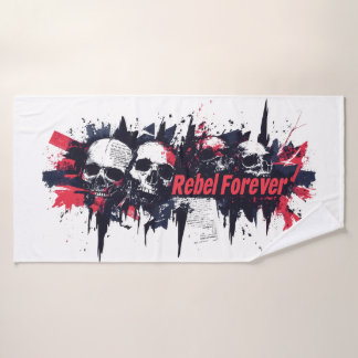 "Rebel Voor Altijd" - Scherp Schedel Grafisch Ontw Badhanddoek