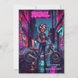 Rebel Vrouw Verjaardag Graffiti Motorfiets Steeg Kaart