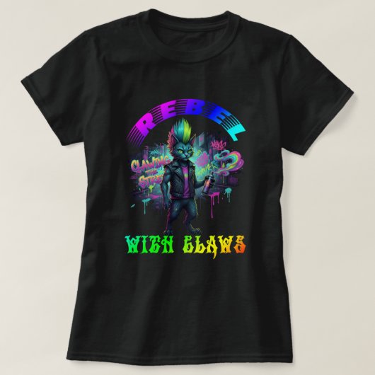 Rebel with claws t-shirt (Design voorkant)