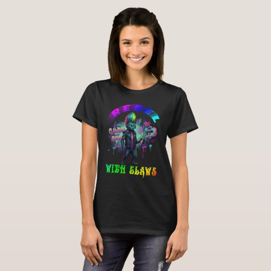 Rebel with claws t-shirt (Voorkant volledig)