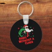 Rebel Without A Claus– Cool Santa leren jas C Sleutelhanger (Voorkant)