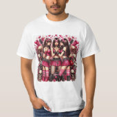 Rebeldía Rockera: Belleza y Pasión en Rosa y Rojo T-shirt (Voorkant)