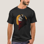 Rebelkat met rode bandana en zonontwerp t-shirt (Voorkant)