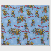 Rebellen zonder Claus Reindeer Blue Holiday Cadeaupapier (Vlak)