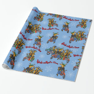 Rebellen zonder Claus Reindeer Blue Holiday Cadeaupapier