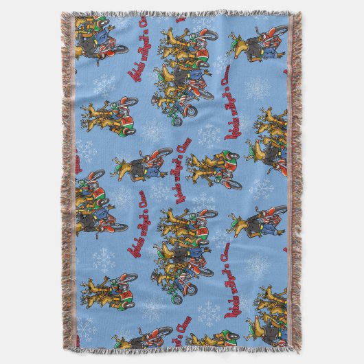 Rebellen zonder Claus Reindeer Blue Holiday Deken (Voorkant Verticaal)