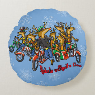 Rebellen zonder Claus Reindeer Blue Holiday Rond Kussen