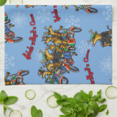 Rebellen zonder Claus Reindeer Blue Holiday Theedoek (Gevouwen)