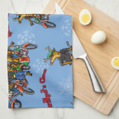 Rebellen zonder Claus Reindeer Blue Holiday Theedoek (Quarter Fold)