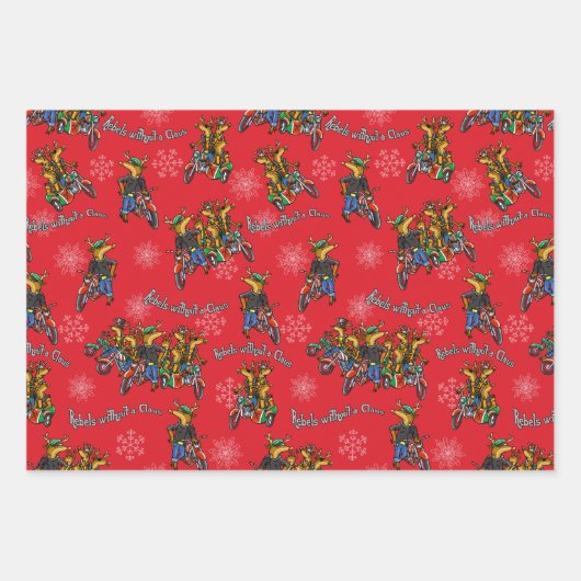 Rebellen zonder een Claus Rendier Holiday Trio Inpakpapier Vel (Voorkant 3)