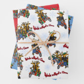 Rebellen zonder een Claus Rendier Holiday Trio Inpakpapier Vel (In situ)