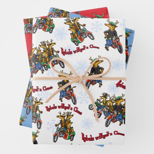 Rebellen zonder een Claus Rendier Holiday Trio Inpakpapier Vel (In situ)
