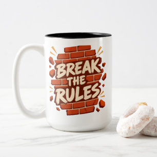 Rebellie citaat "Breek De Regels" Rebellen Tweekleurige Koffiemok