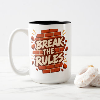 Rebellie citaat "Breek De Regels" Rebellen Tweekleurige Koffiemok
