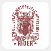 Rebellie motorfiets met volledige snelheid vierkante sticker (Voorkant)