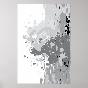 Rebellieke Abstracte Grijze, Witte, Zwarte Spatart Poster