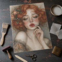 Rebellieus Portret van een Rode Kop Decoupage