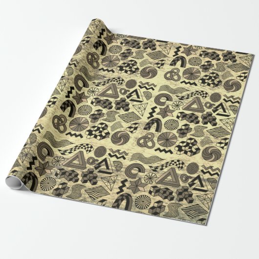 Rebellige Geometrieën sepia Cadeaupapier (Uitgerold)