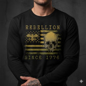 Rebellion 1776 American Flag Skull Long Sleeve Tee Tri-Blend Shirt
