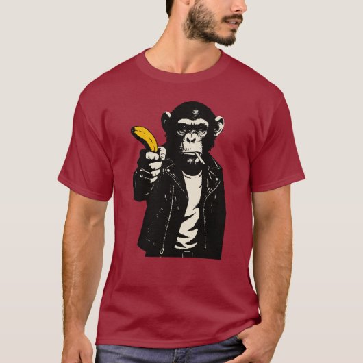 rebellious chimp with banana gun t-shirt (Voorkant)