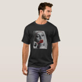 rebellious nun with lipstick, rebellious nun t-shirt (Voorkant volledig)