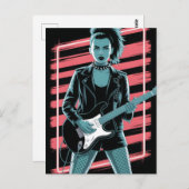 Rebellious Rock Star: Female Guitarist in Leather  Briefkaart (Voorkant / Achterkant)