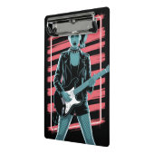 Rebellious Rock Star: Female Guitarist in Leather  Mini Klembord (Angled2)
