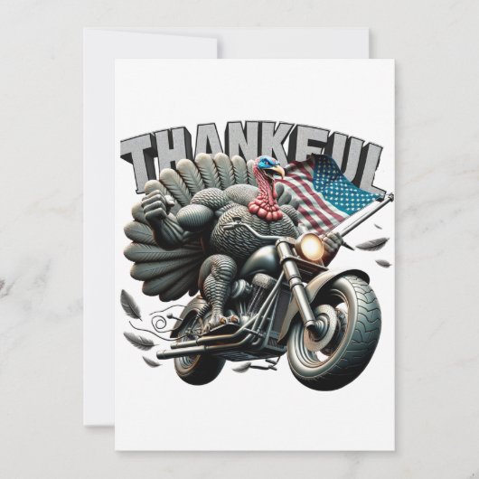 Rebellious Thanksgiving Turkey Riding a Motorcycle Kaart (Voorkant)