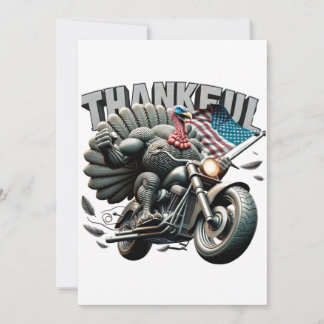 Rebellious Thanksgiving Turkey Riding a Motorcycle Kaart
