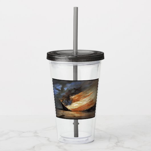 Rebels Burgeroorlog vlaggenschip bij brand Amerika Acryl Drinkbeker (Voorkant)