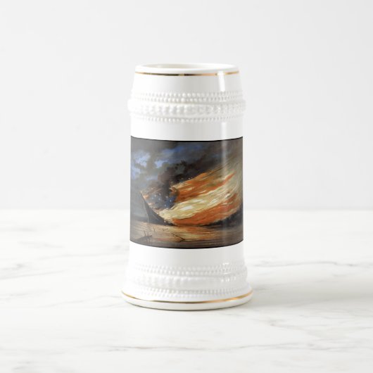 Rebels Burgeroorlog vlaggenschip bij brand Amerika Bierpul (Center)