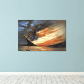 Rebels Burgeroorlog vlaggenschip bij brand Amerika Canvas Afdruk (Insitu (Houten vloer))