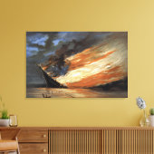 Rebels Burgeroorlog vlaggenschip bij brand Amerika Canvas Afdruk (Insitu (Woonkamer))