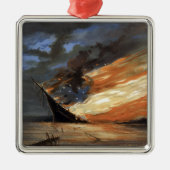 Rebels Burgeroorlog vlaggenschip bij brand Amerika Metalen Ornament (Voorkant)