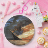 Rebels Burgeroorlog vlaggenschip bij brand Amerika Papieren Bordje (Feest)