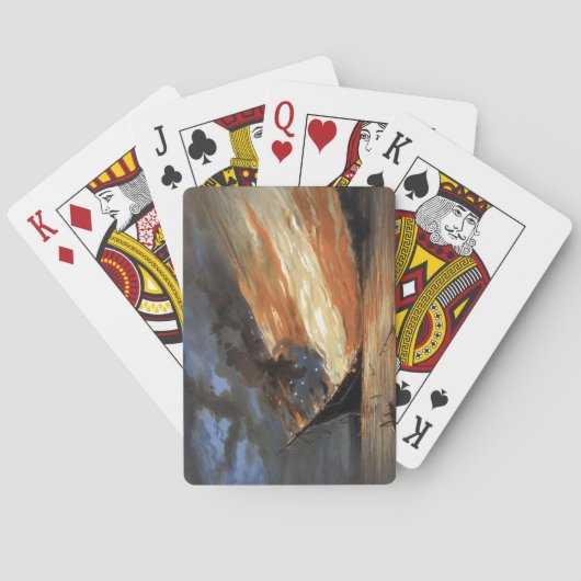 Rebels Burgeroorlog vlaggenschip bij brand Amerika Pokerkaarten (Achterkant)