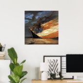 Rebels Burgeroorlog vlaggenschip bij brand Amerika Poster (Thuiskantoor)