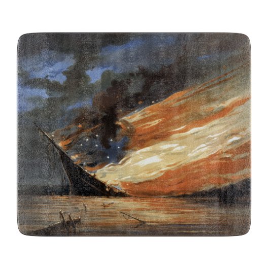 Rebels Burgeroorlog vlaggenschip bij brand Amerika Snijplank (Voorkant)