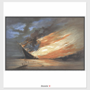 Rebels Burgeroorlog vlaggenschip bij brand Amerika Sticker