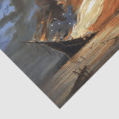 Rebels Burgeroorlog vlaggenschip bij brand Amerika Tissuepapier (Detail)