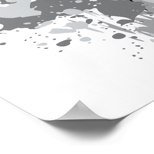 Rebelse Abstract Grijs, Wit, Zwart Splatter Art Poster (Hoek)