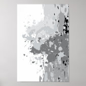 Rebelse Abstract Grijs, Wit, Zwart Splatter Art Poster (Voorkant)