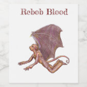 Rebob bloed grappig liefde schattig vliegen aap wijn etiket (Enkel label)