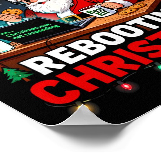 Rebooting Funny Santa's Tech Support Christmas Com Poster (Hoek)