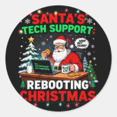 Rebooting Funny Santa's Tech Support Christmas Com Ronde Sticker (Voorkant)